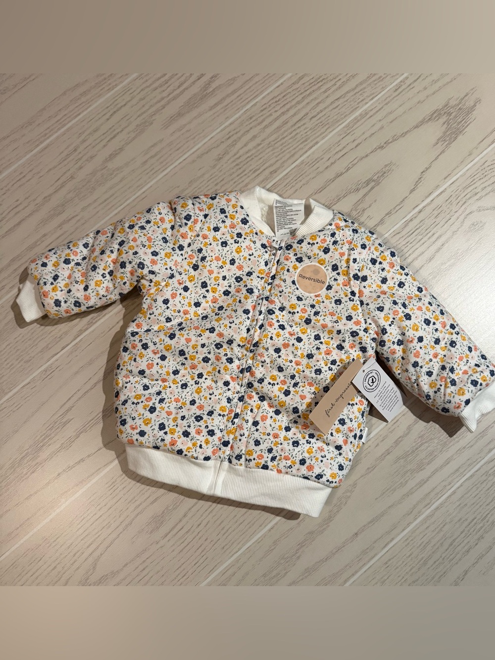 First Impressions Baby Girl 12M Reversible Floral Sherpa Bomber Jacket NWT